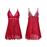 Women mesh See-Through pajamas Lace suspender nightdress sexy lingerie
