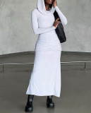 Women Casual Hooded back slit dress