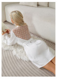 Satin Bathrobe Nightgown Pajamas Women's Mesh Polka Dot Patchwork Home Clothes