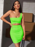 Women Sleeveless Slash Shoulder Hollow Pleated Sexy Bodycon Dress