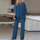 Women's Fashion Solid Color Loose Casual Irregular Two Piece Pants Set