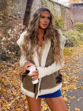 Women's Fur And Leather Patchwork Sleeveless Vest Jacket Women's Top