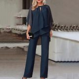 Women's Fashion Solid Color Loose Casual Irregular Two Piece Pants Set
