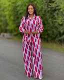 African Suit Women Loose Long Sleeve Shirt Trousers Women Autumn Casual Two-Piece Set