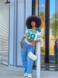 Autumn Loose Casual Street Fashion Print Short-Sleeved Sports Top Contrast Color T-Shirt