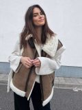 Women's Fur And Leather Patchwork Sleeveless Vest Jacket Women's Top