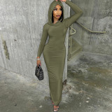 Women Casual Hooded back slit dress