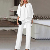 Women's Fashion Solid Color Loose Casual Irregular Two Piece Pants Set