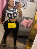 Autumn Loose Casual Street Fashion Print Short-Sleeved Sports Top Contrast Color T-Shirt