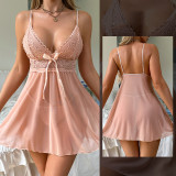 Women mesh See-Through pajamas Lace suspender nightdress sexy lingerie