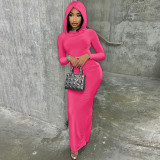 Women Casual Hooded back slit dress