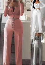 Women's Autumn Long-Sleeved Cardigan Slim Button Pants Casual Two Piece Set Women's Autumn Long-Sleeved Cardigan Slim Button Pants Casual Two Piece Set
