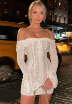 Women Off Shoulder Lace Long Sleeve Bodycon Dress Women Off Shoulder Lace Long Sleeve Bodycon Dress