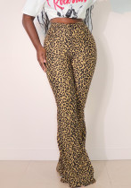 Women Leopard Stretchy Sexy Bell Bottom Pants Women Leopard Stretchy Sexy Bell Bottom Pants