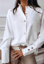 Women autumn Solid Stand Collar long-sleeved shirt Women autumn Solid Stand Collar long-sleeved shirt
