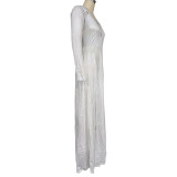 Women Sexy Slit Solid Sequin Maxi Dress