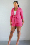 Women Casual Lace-up Blazer and Shorts Two-piece Set