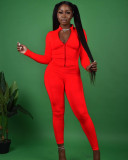 Women Fall Zipper Casual Sports Top and Two-piece trousers