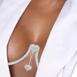 Women sexy sparkling diamond sexy body chain bikini thong sexy chest chain two-piece set