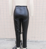 Women Pu-Leather Stretch Pants