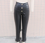 Women Pu-Leather Stretch Pants