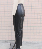 Women Pu-Leather Stretch Pants