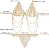 Women Style full diamond tassel body chain two-piece bikini chest chain belt accessories
