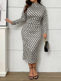 Plus Size Women Sexy Water Ripple Dress