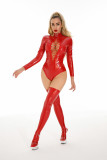 Women Jumpsuit Zipper Stretch pu-Leather Sexy Lingerie