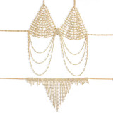 Women Style full diamond tassel body chain two-piece bikini chest chain belt accessories
