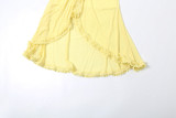 Women Sexy Backless Mesh Suspender Solid Dress