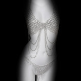 Women Style full diamond tassel body chain two-piece bikini chest chain belt accessories