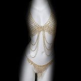 Women Style full diamond tassel body chain two-piece bikini chest chain belt accessories
