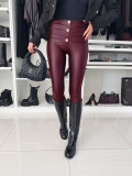 Women Pu-Leather Stretch Pants