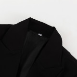 Women hollow Open Waist single-breasted long-sleeved Blazer dress
