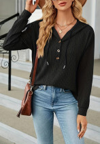Women Solid hooded button long-sleeved Top Women Solid hooded button long-sleeved Top