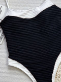 Women contrast color Halter Neck one-piece swimwear