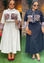 Sexy Leopard Print Patchwork Top Long Skirt Two-Piece Set Sexy Leopard Print Patchwork Top Long Skirt Two-Piece Set