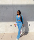 Women's Velvet Hooded Top Wide-Leg Pants Sports Casual Two Piece Set