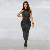 Fashionable Women's Beaded Slim Low Back Sexy Dress