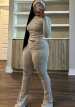 Tight Fitting Solid Color Sexy Slim Elastic Band Turban Two Piece Pants Set Tight Fitting Solid Color Sexy Slim Elastic Band Turban Two Piece Pants Set