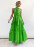 Spring Summer Fashion Solid Color Halter Neck Casual Party Dress For Women