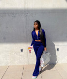 Women's Velvet Hooded Top Wide-Leg Pants Sports Casual Two Piece Set