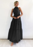 Spring Summer Fashion Solid Color Halter Neck Casual Party Dress For Women