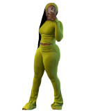 Tight Fitting Solid Color Sexy Slim Elastic Band Turban Two Piece Pants Set