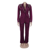 Pearl Long Sleeve Slim Blazer Pants Two-Piece Suit