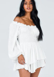 Spring And Summer Pleated Off Shoulder Long Sleeve Casual Ruffled Jumpsuit