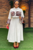 Sexy Leopard Print Patchwork Top Long Skirt Two-Piece Set