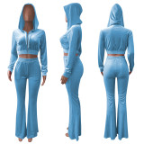 Women's Velvet Hooded Top Wide-Leg Pants Sports Casual Two Piece Set
