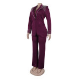 Pearl Long Sleeve Slim Blazer Pants Two-Piece Suit